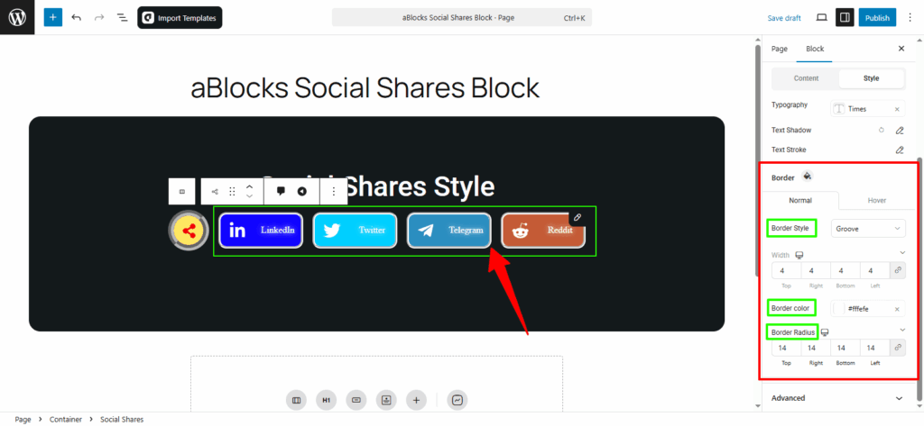 Share Items Border Customization