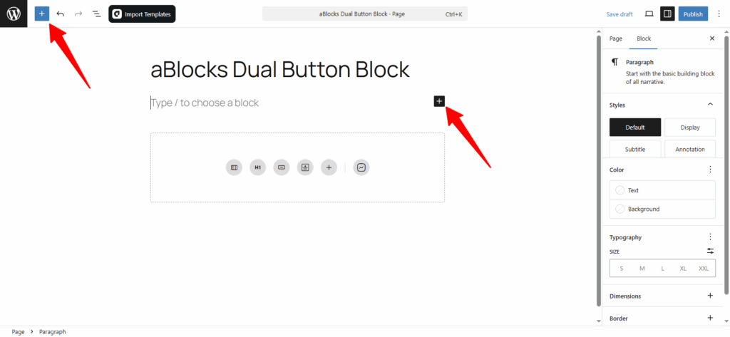  Add aBlocks Dual Button Block