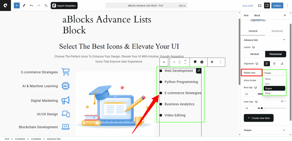 Customize the Marker Type option