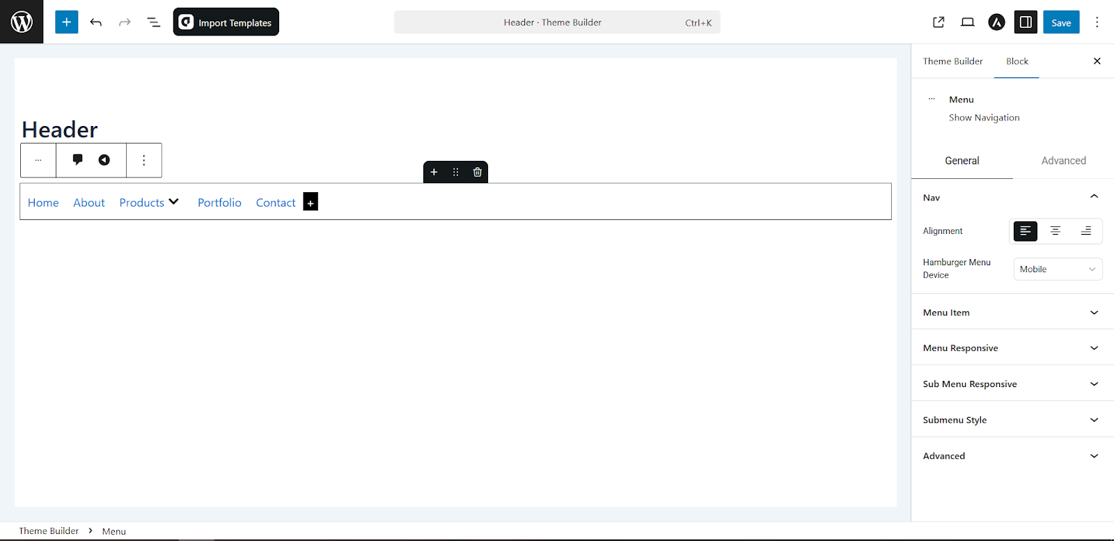 Add aBlocks Menu Block