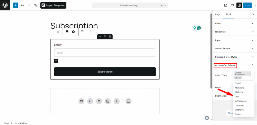 Connect Your Form with Drip