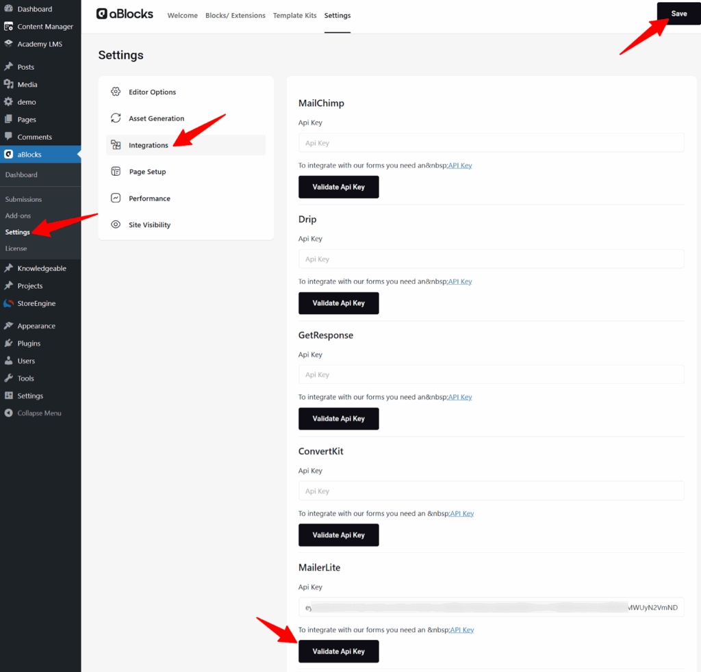 Set Up MailerLite with aBlocks