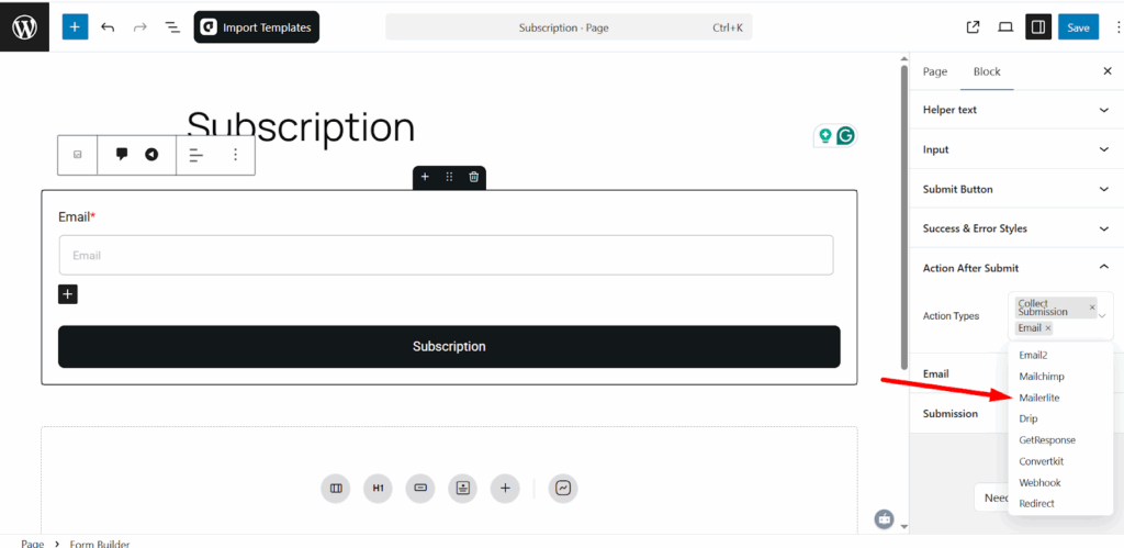 Connect MailerLite with aBlocks Forms