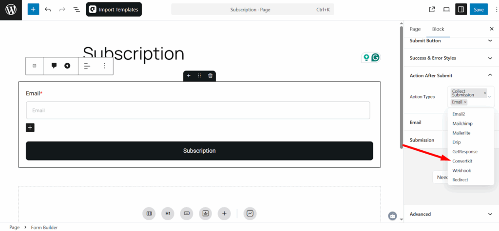 Connect ConvertKit with aBlocks Forms
