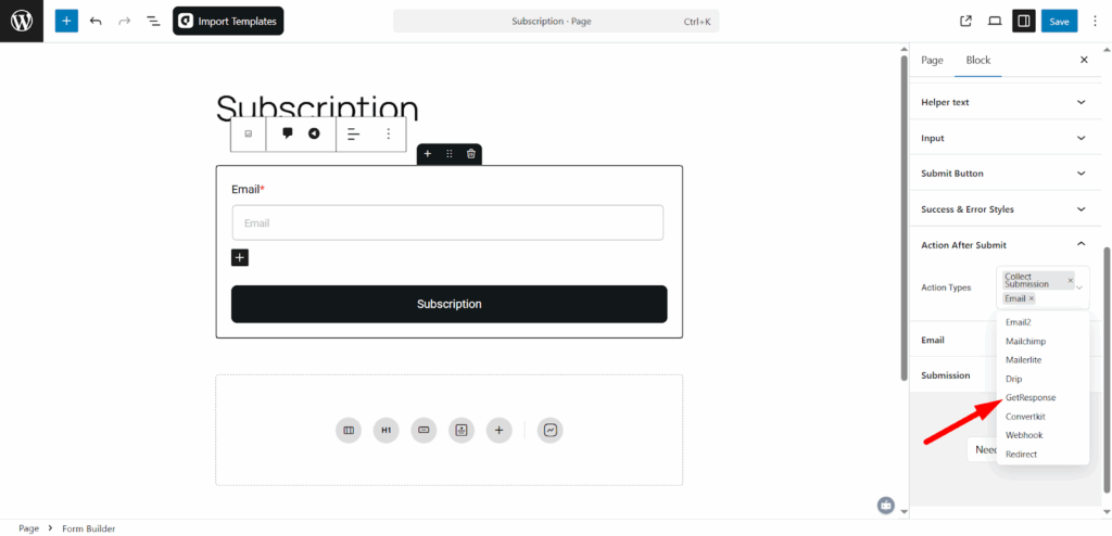 Connect GetResponse with aBlocks Forms
