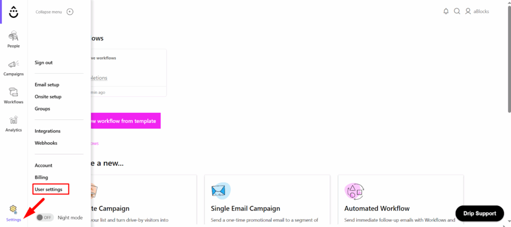Access Your User Settings