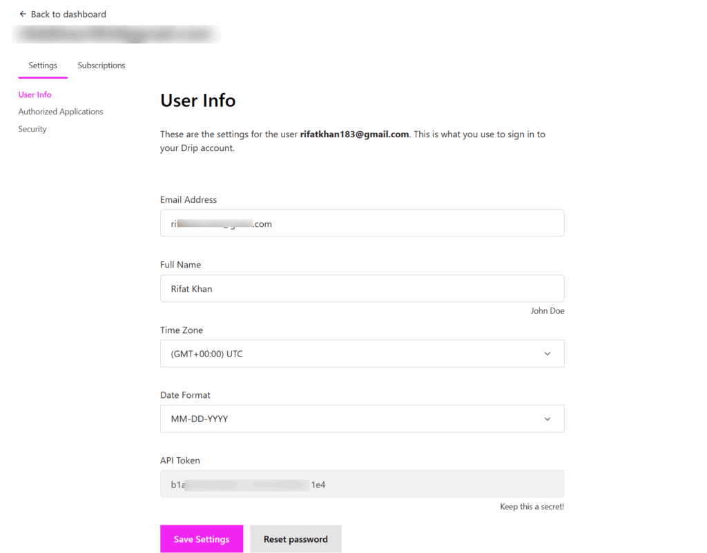 Generate a New API Token