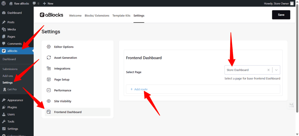 Configure the Dashboard Routes