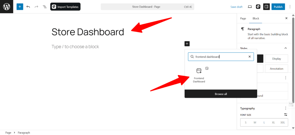 Create the Dashboard Page